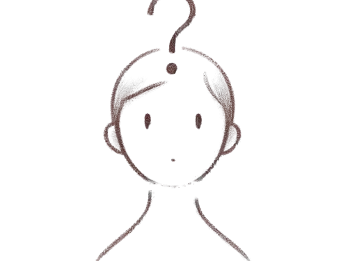 Dibujo de una persona con signo de interrogación sobre la cabeza, mostrando confusión o curiosidad.