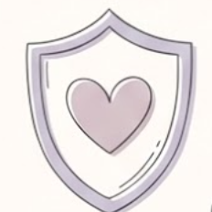 Escudo con un corazón en el centro, simbolizando protección y amor.